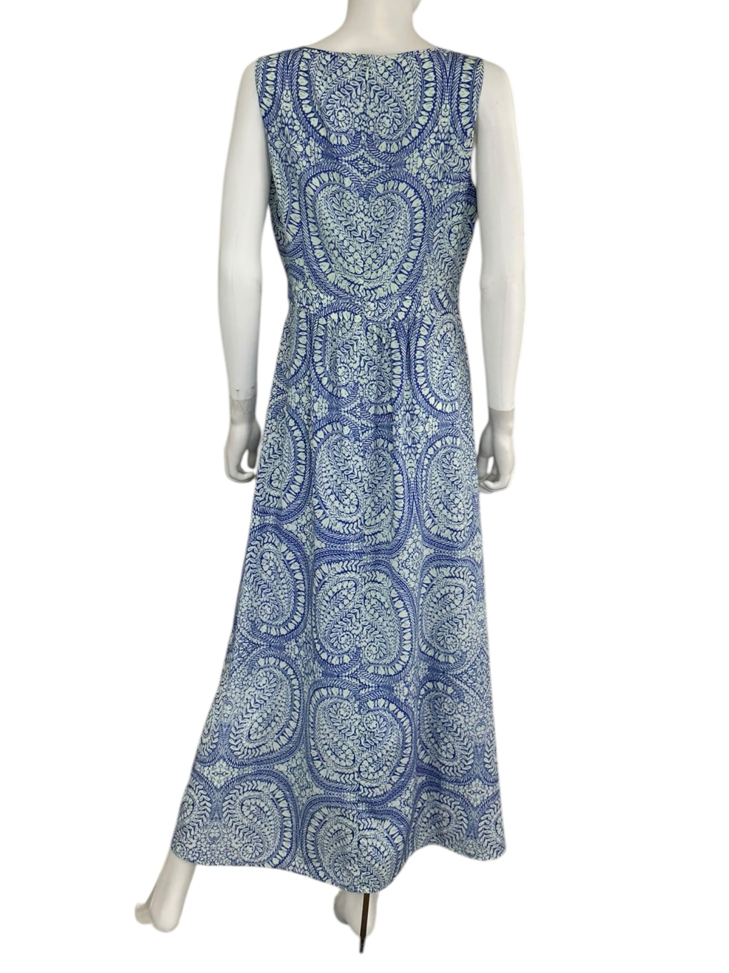 Talbots Blue and Mint Patterned Maxi Dress Size S