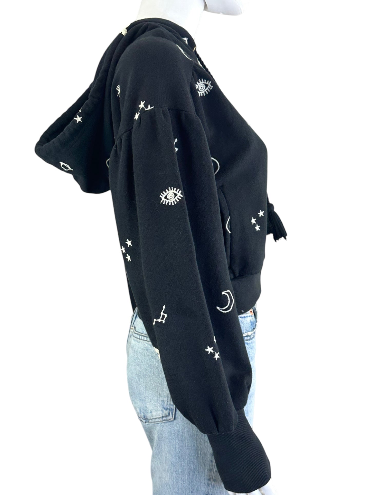 Cleobella Black Cropped Zip Up Jacket Size S