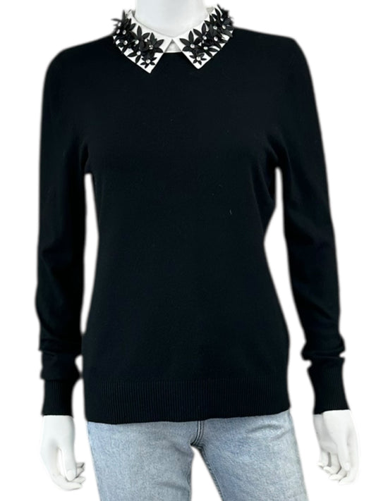 Sioni NWT Black Floral Embellished Sweater Size M