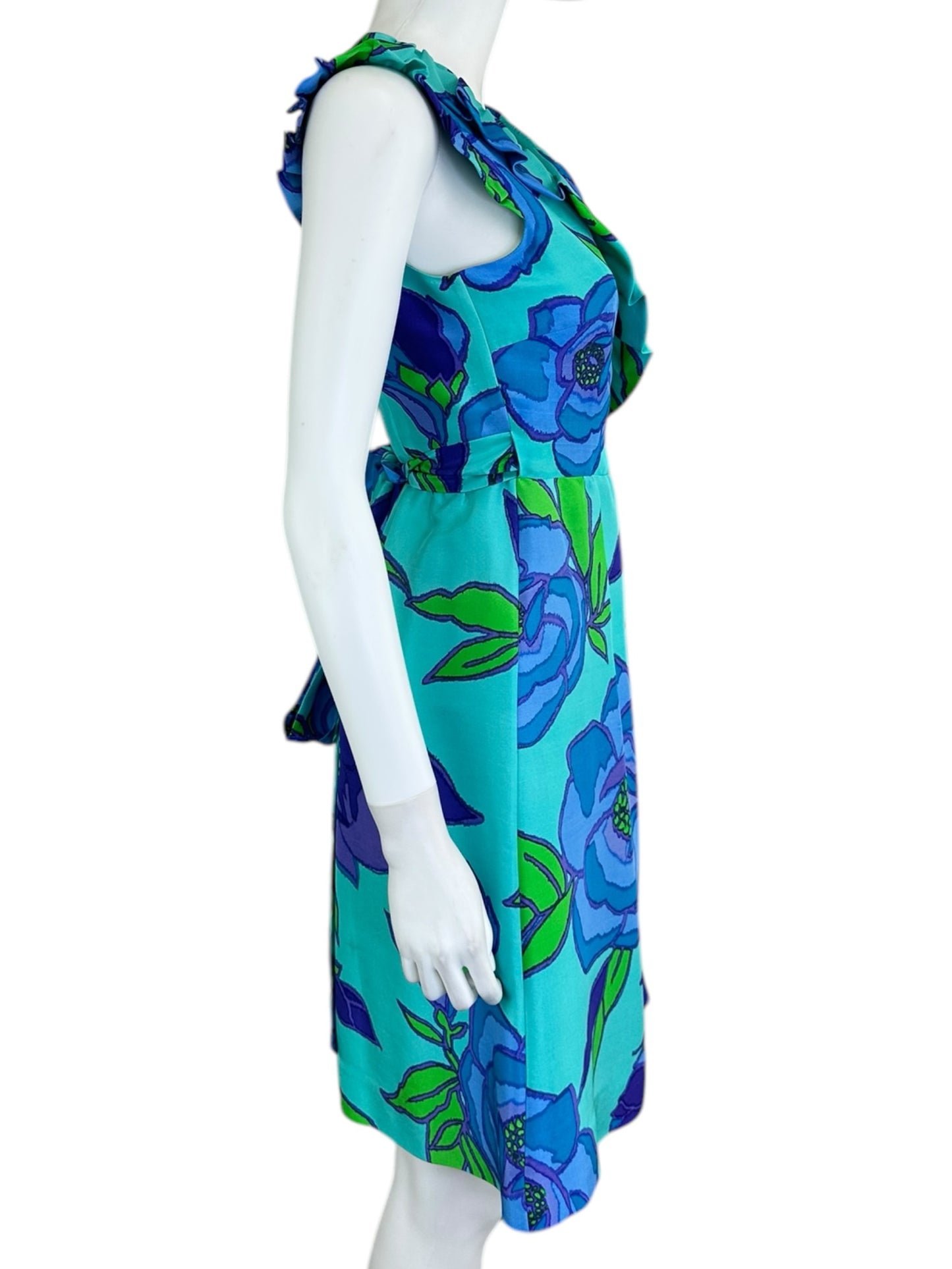 Kate Spade 100% Silk Blue Floral Wrap Dress Size M