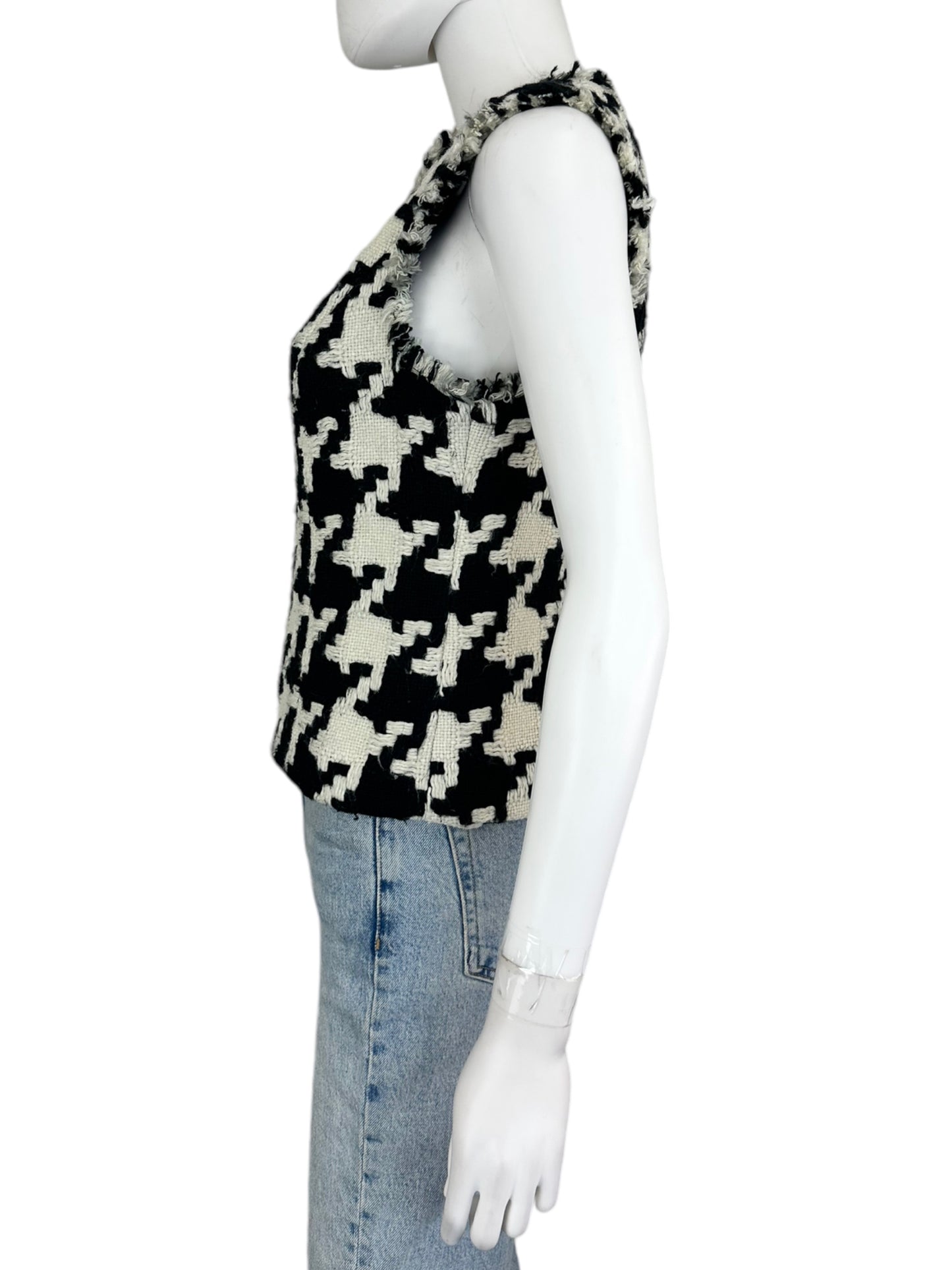 cabi Wool Blend Black and White Houndstooth Vest Size XS