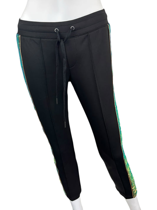 PAM&GELA Black Sequin Trim Track Pants Size S
