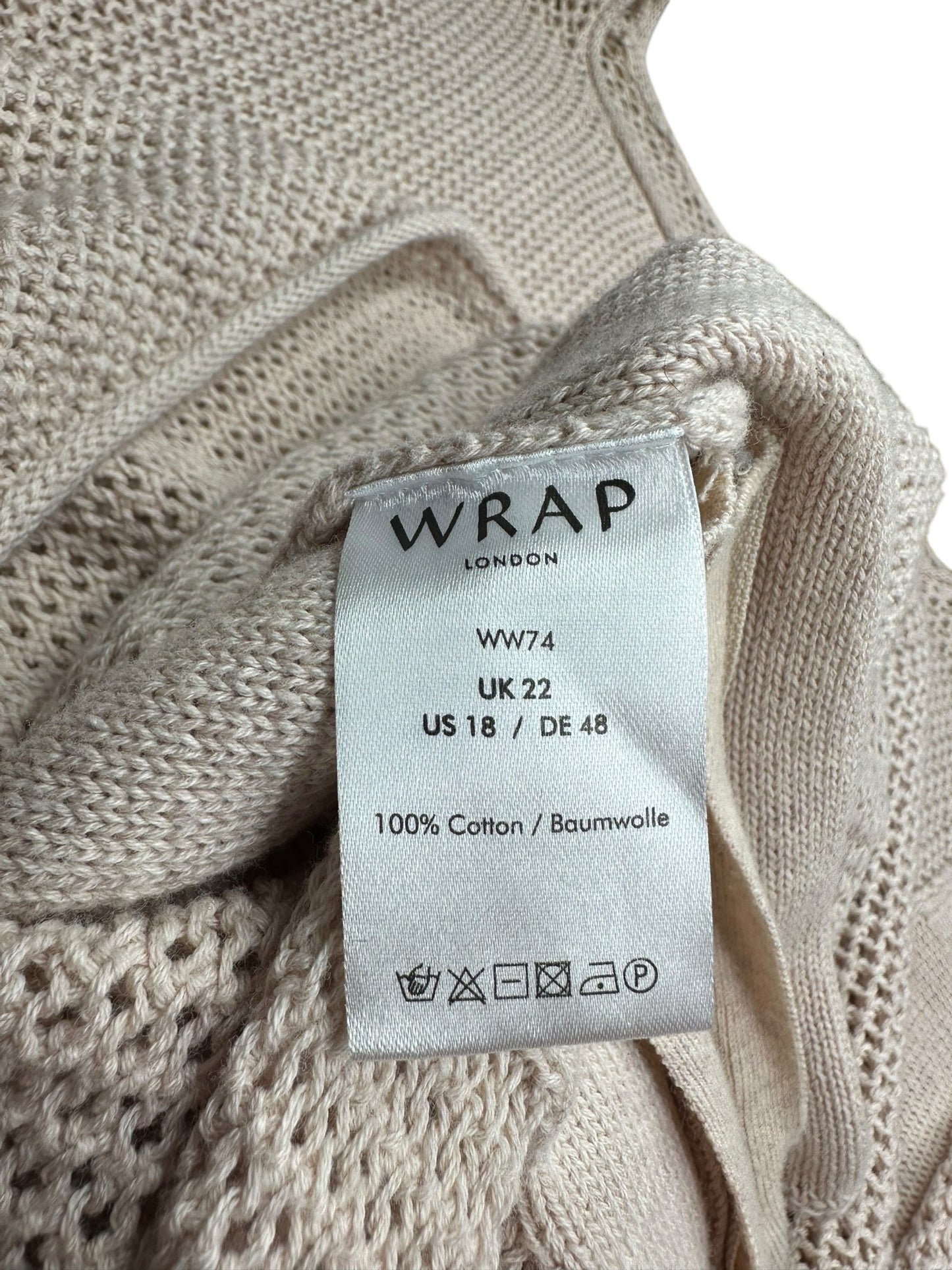 WRAP LONDON Cream Knit Coverup Size XL
