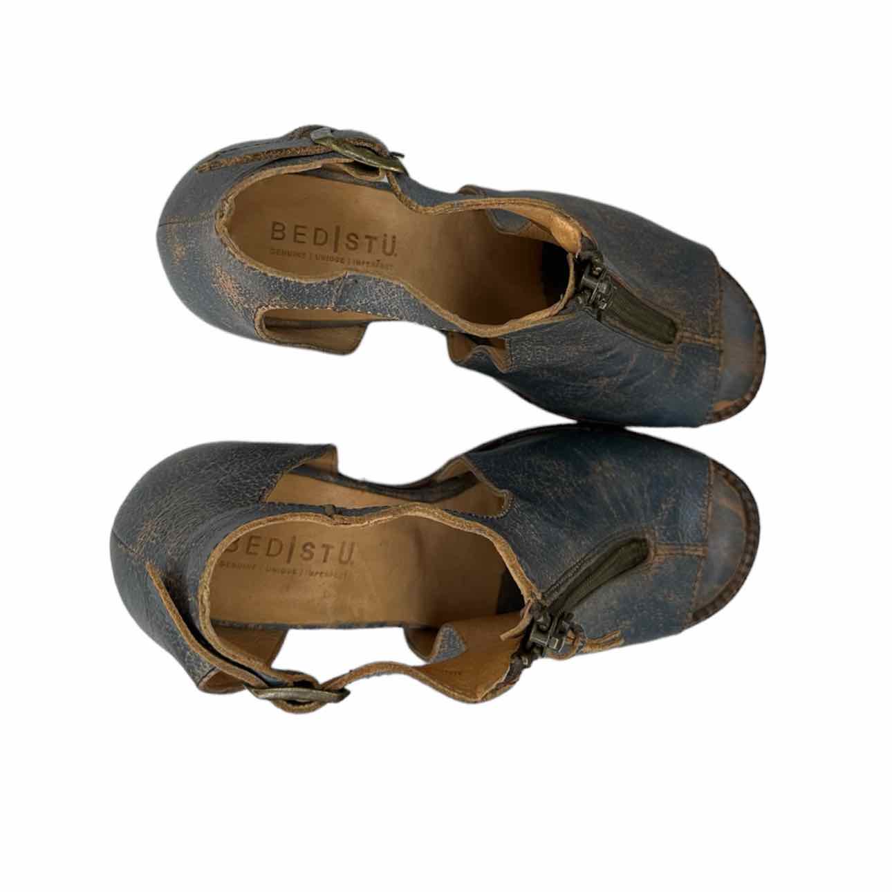 bed stu Blue Leather OLENA Booties Size 8