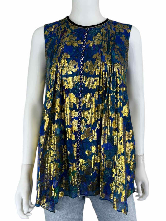 ELIE TAHARI Blue Silk Blend Shell Size S P