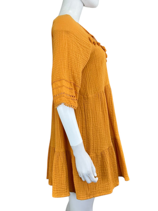 eri + ali Orange Mini Gauze Dress Size SP