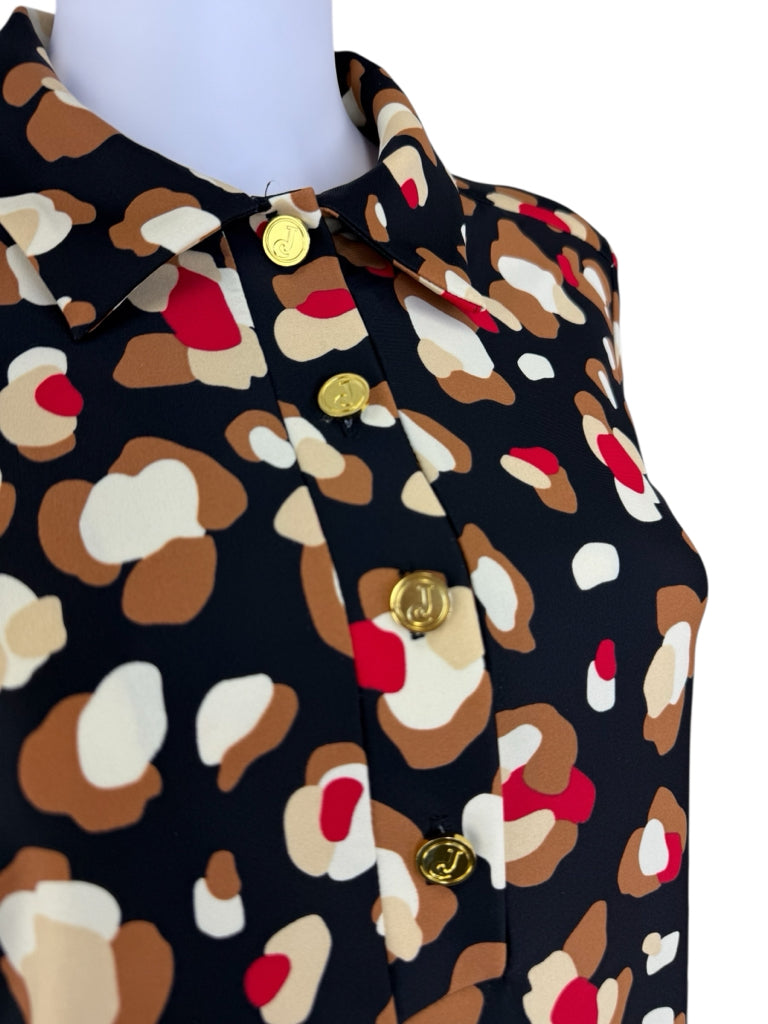 JUDE CONNALLY Black Retro Leopard Print Top Size M