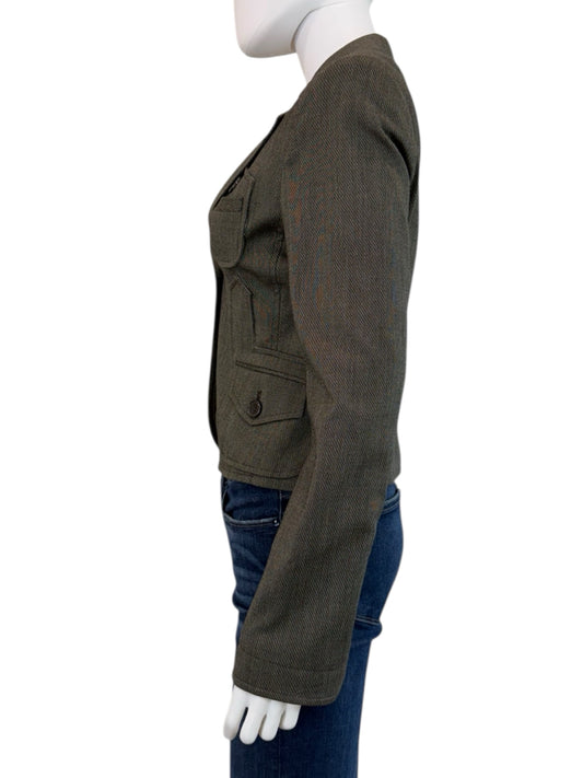 BCBGMAXAZRIA NWT Brown Herringbone Cropped Jacket Size S