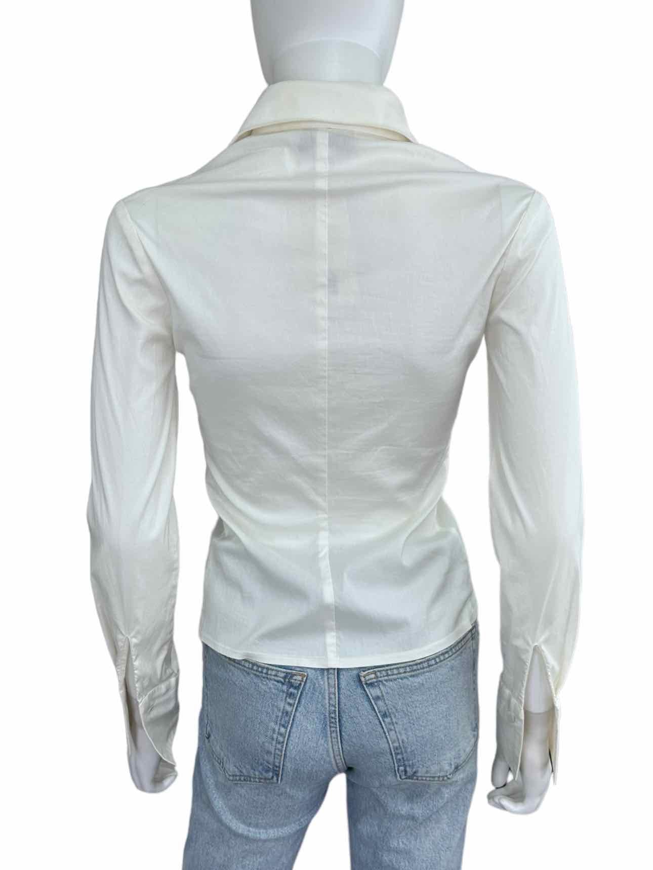 TRINA TURK White Ruffle Trim Top Size S