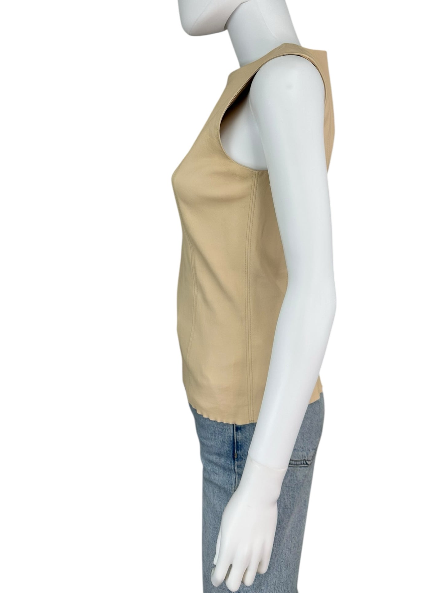 Helmut Lang Beige Lamb Leather Top Size 4
