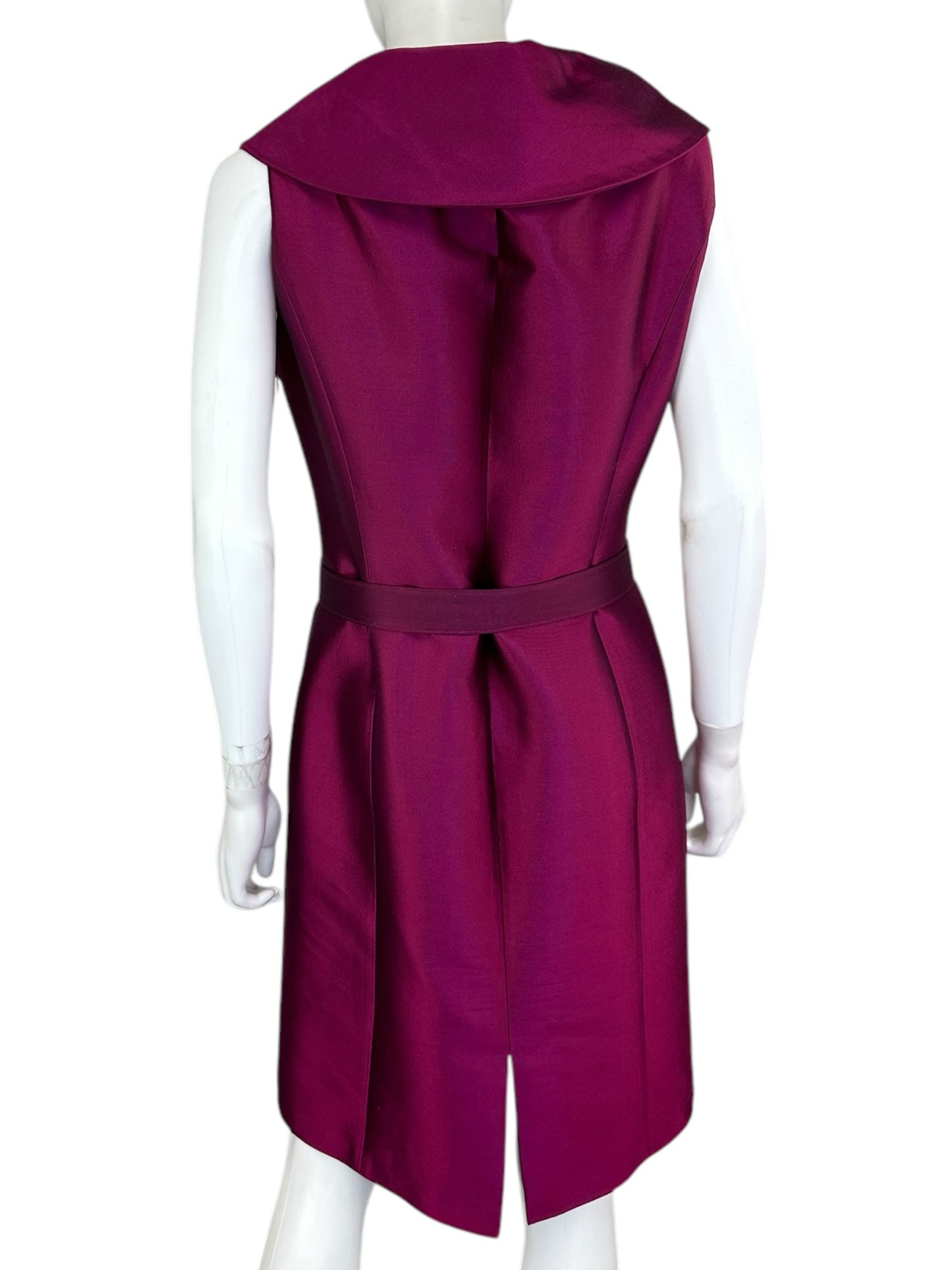 TAHARI Plum Midi Dress With Belt Size 8