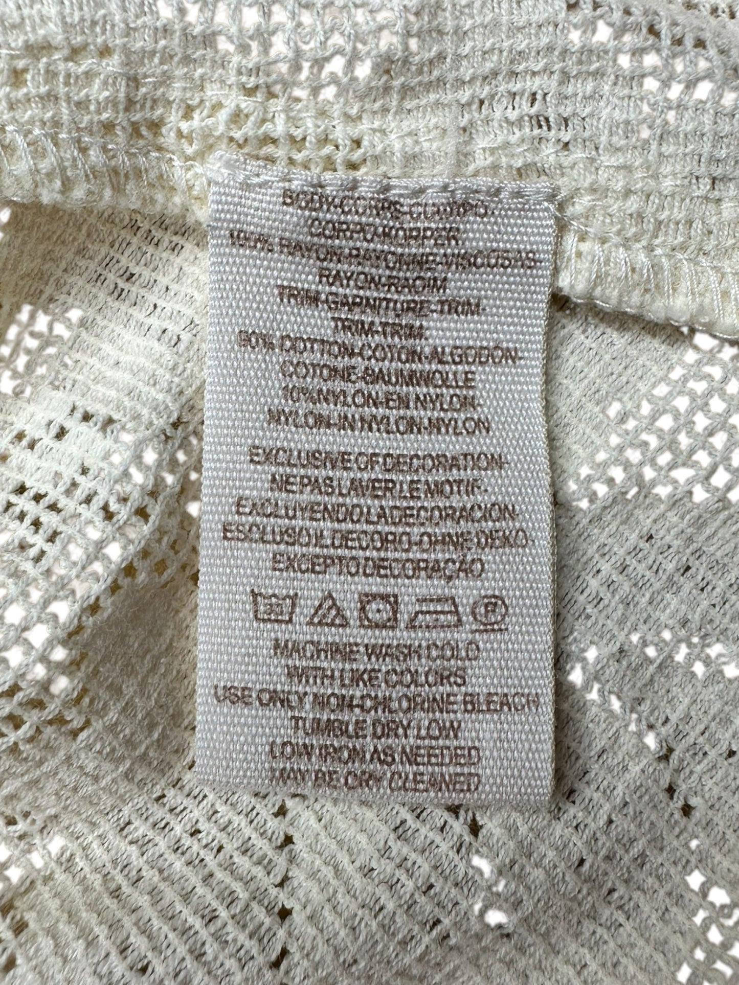 Free People Cream Embroidered Blouse Size M