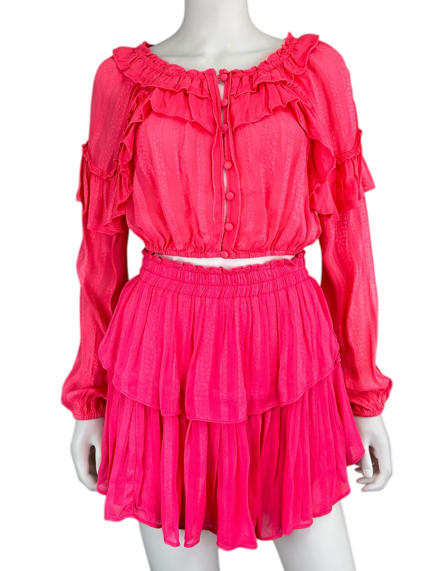 LOVE SHACK FANCY Pink Cropped Blouse Size XS