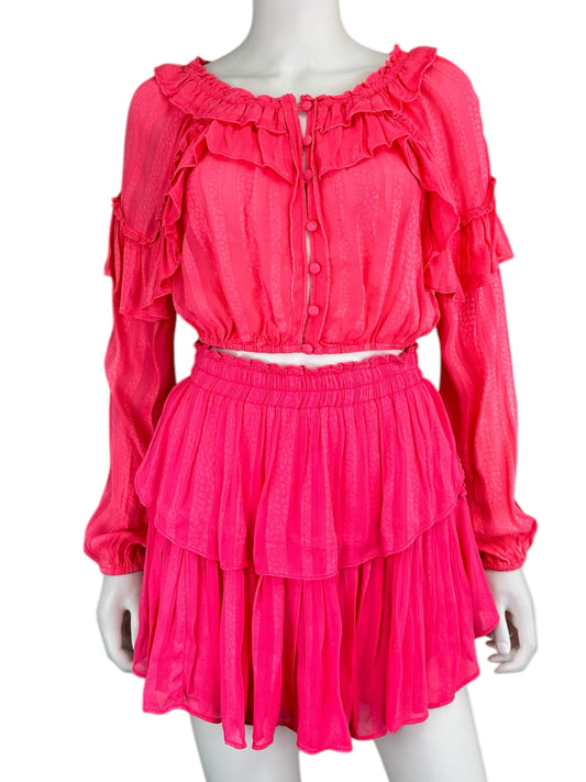 LOVE SHACK FANCY NWT Pink Cropped Blouse Size XS