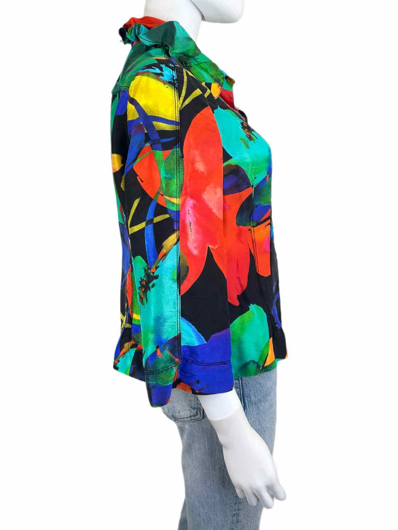 CARLISLE Multi-colored 100% Silk Print Jacket Size 12