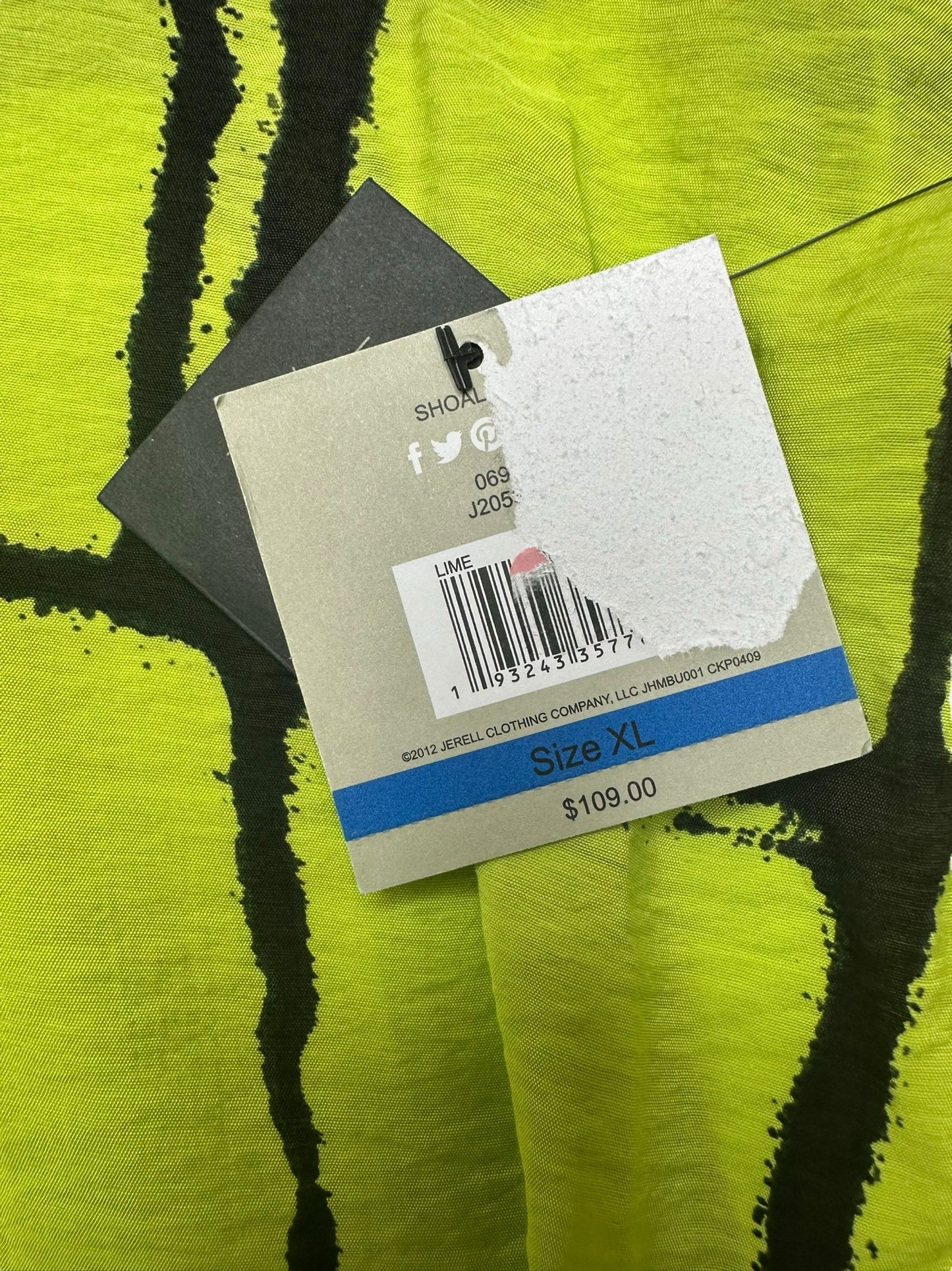 JOHN MARK NWT Neon Green Tunic Button Down Shirt Size L