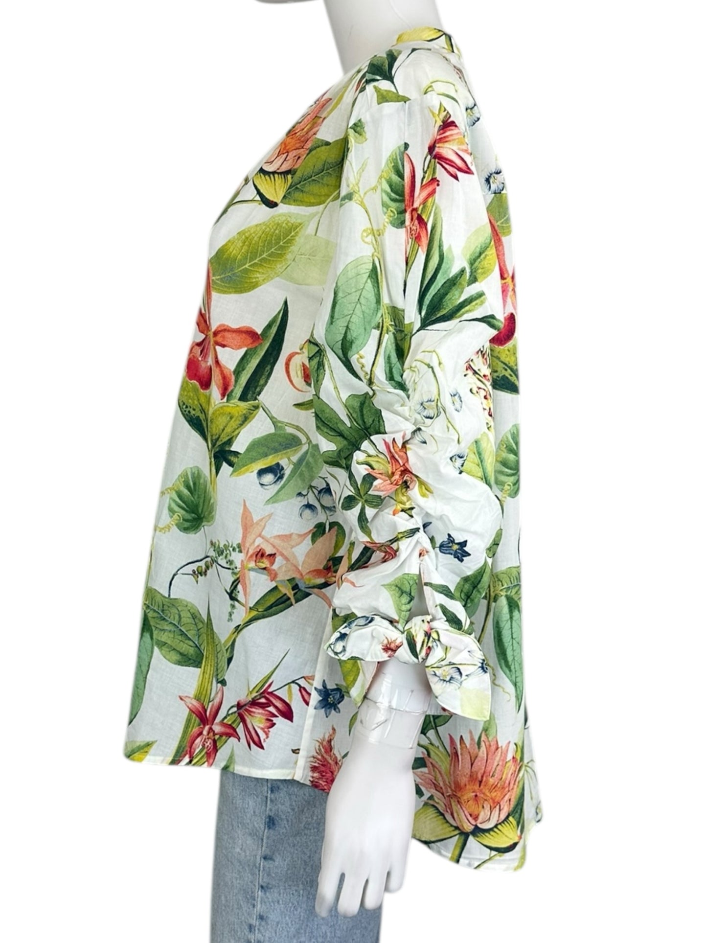 Chicos White Tropical Button Down Size XL