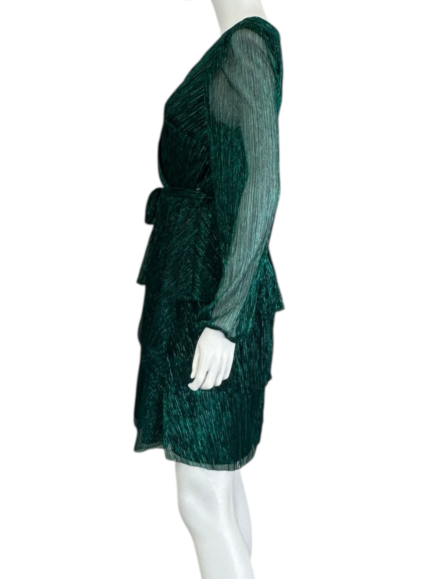 Nicole Miller NEW YORK Green Metallic Cocktail Dress Size L