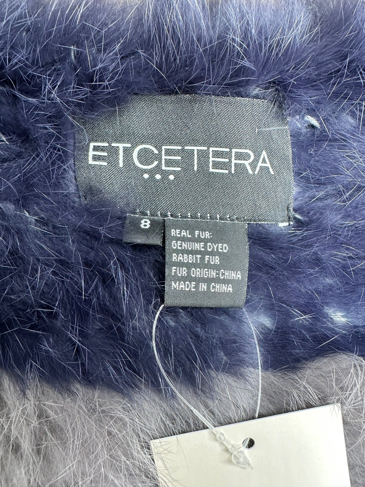 ETCETERA Blue Rabbit Fur Vest Size 8