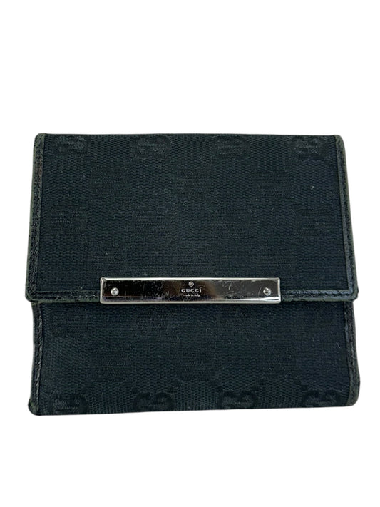 Gucci Black GG Canvas 2 Fold Wallet Wallet
