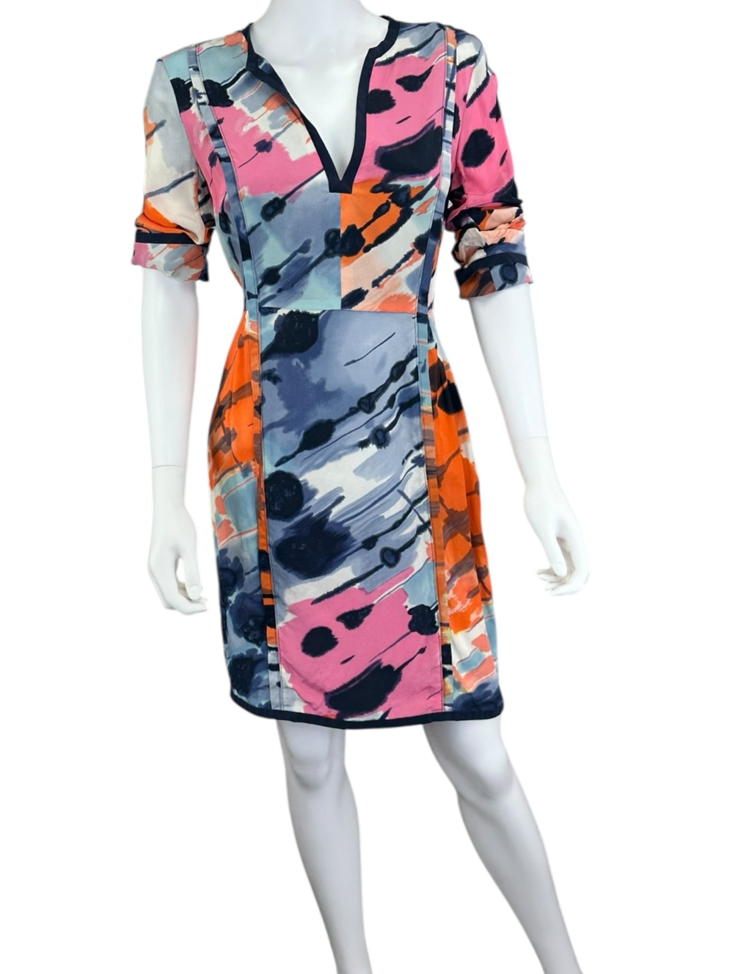 BCBGMAXAZRIA Multi-colored Silk Print Dress Size 6