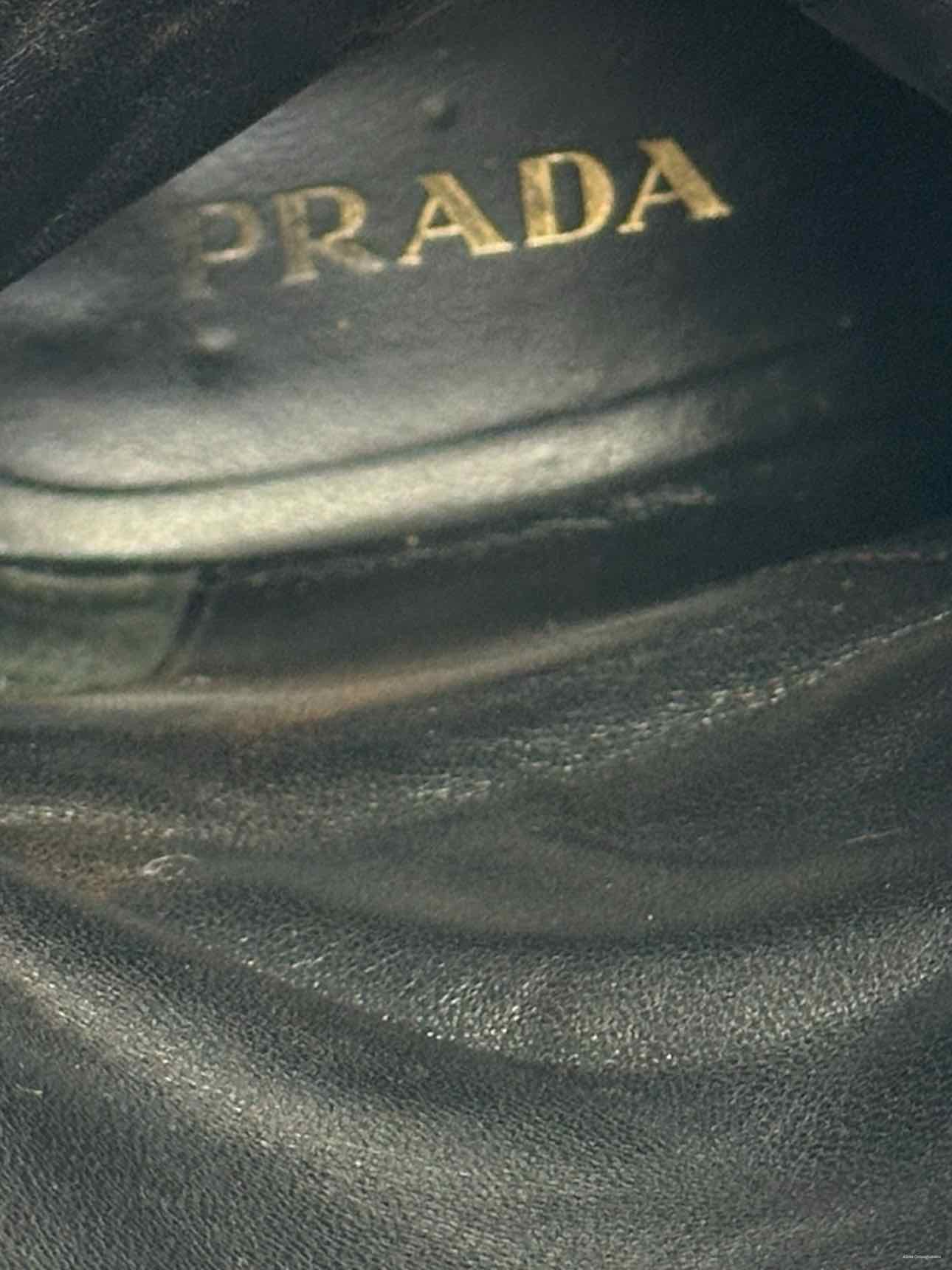 PRADA Black Calzature Donna Spazzolato Hole Boots Size 38.5