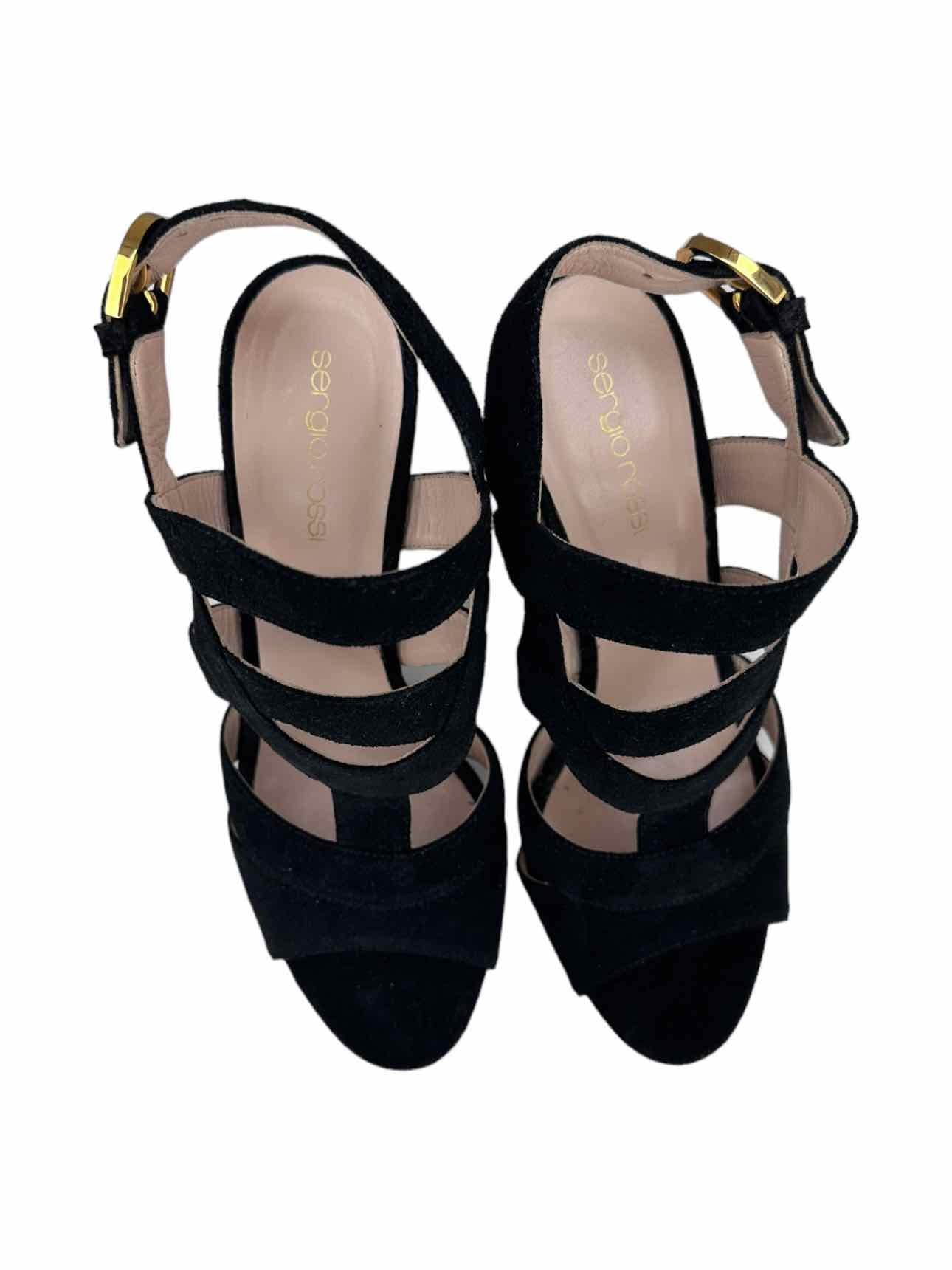 Sergio Rossi Black Suede Sandal Pump Size 38