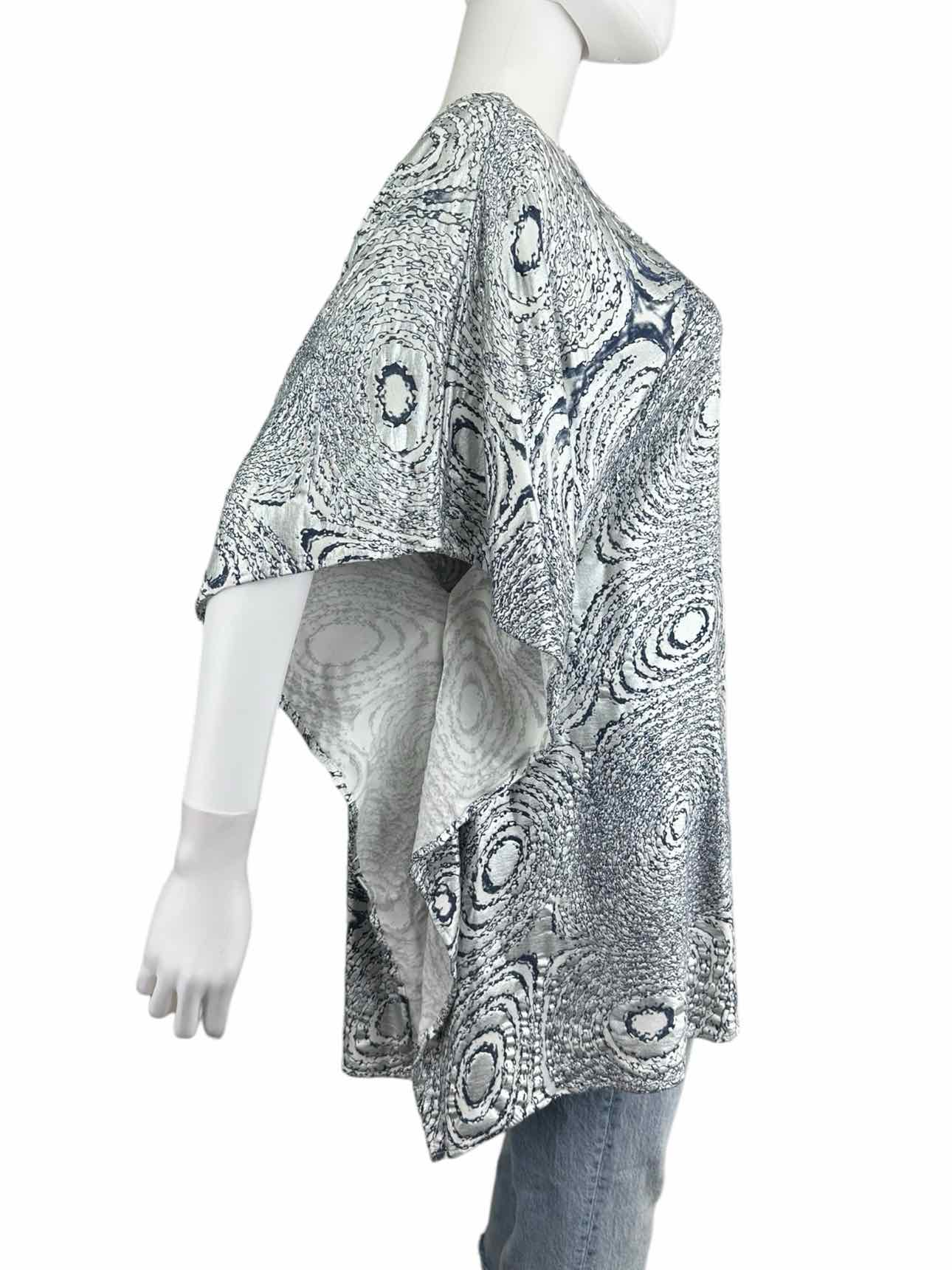 bryn walker Blue Metallic Print Tunic Size M
