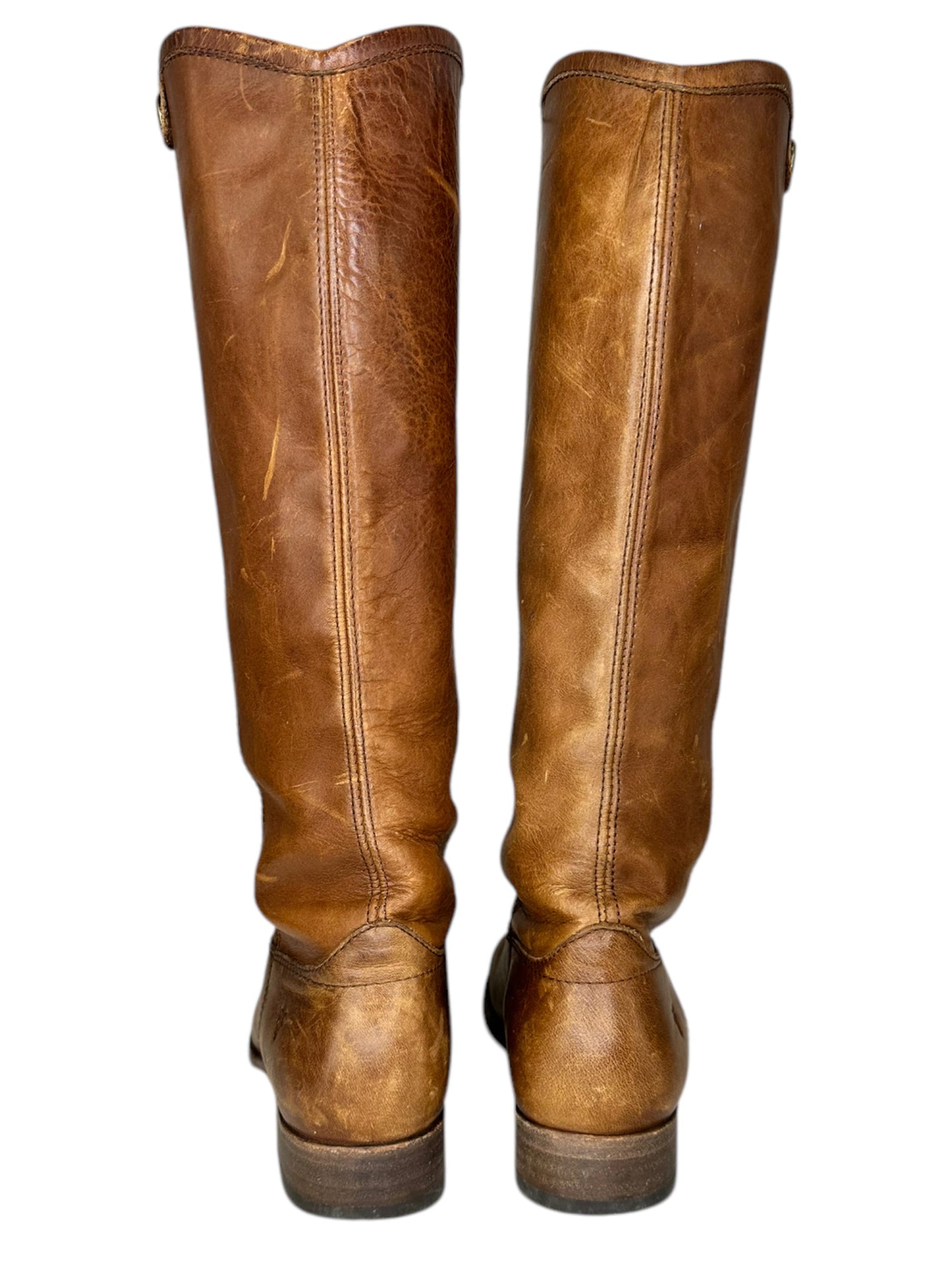 FRYE Brown Distressed Melissa Button 2 Boot Size 6