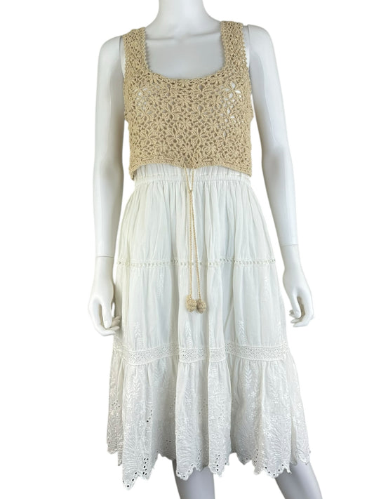 anthropologie Cream Crochet Eyelet Sundress Size S