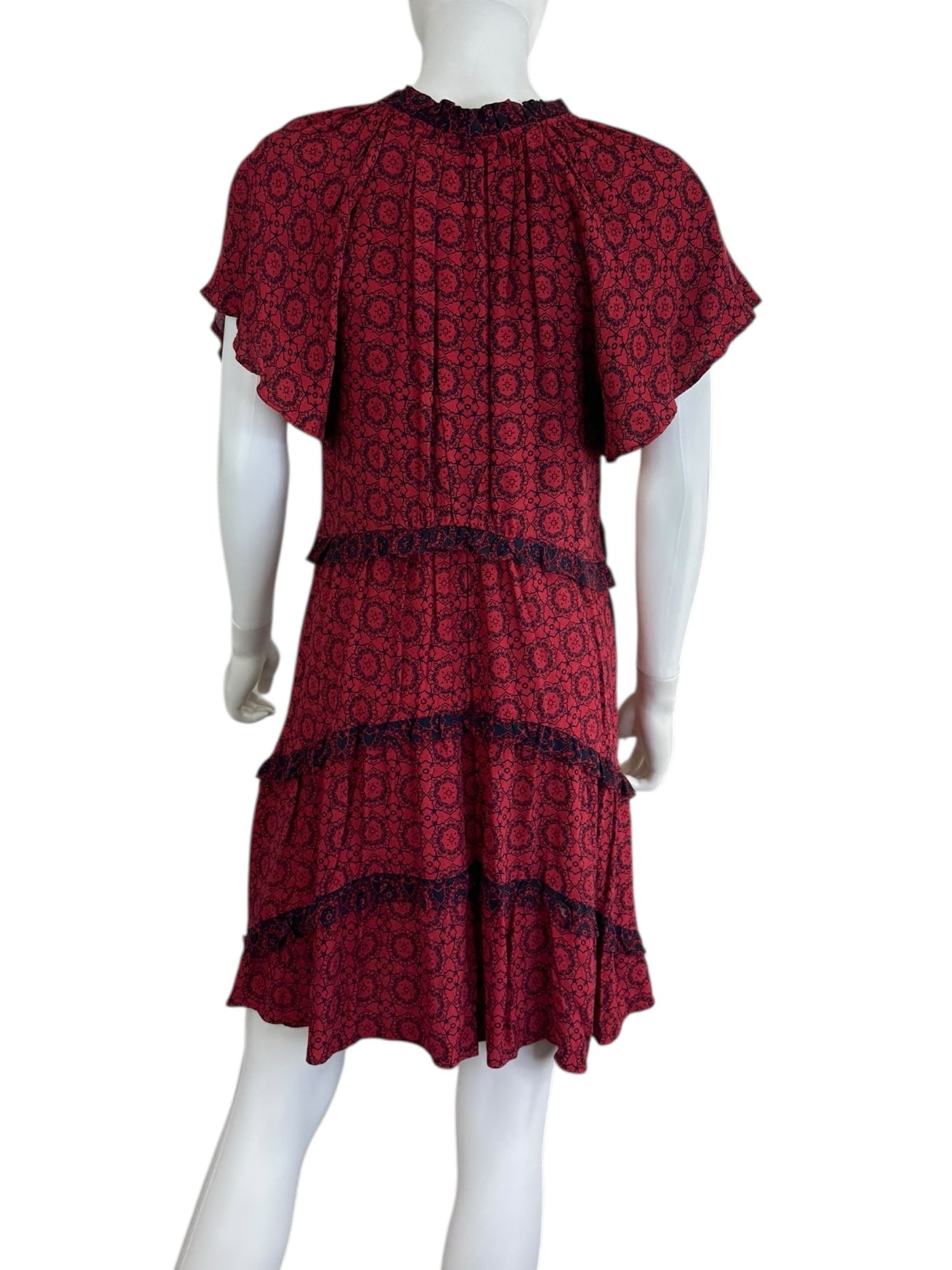 Anthropologie Red Print Mini Dress Size S
