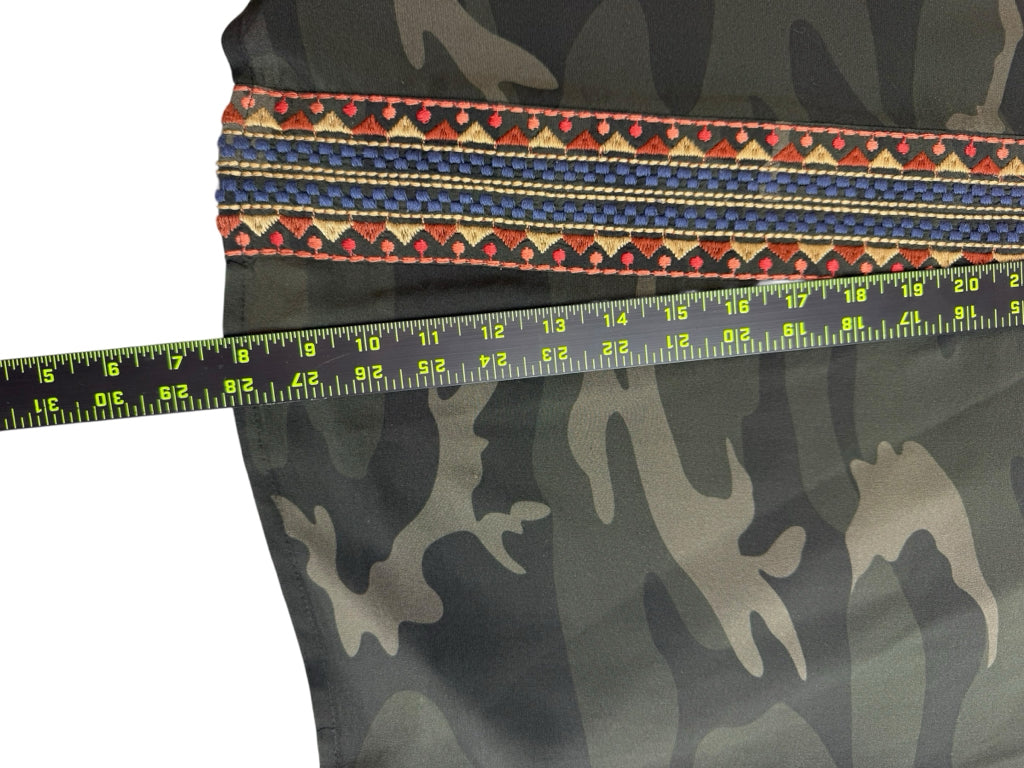 Johnny Was 100% Silk Green Camo Laila Paris Blouse Size S