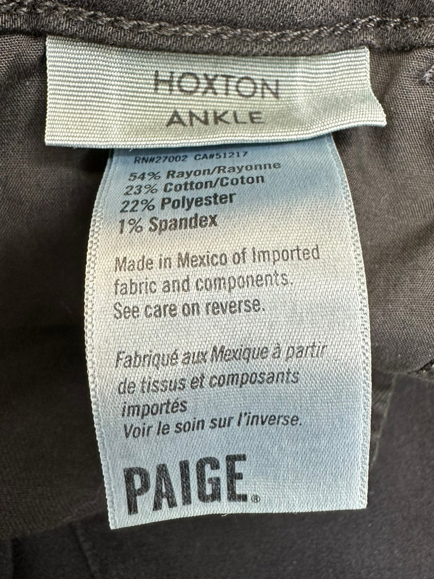 PAIGE Black Hoxton Ankle Jeans Size 27