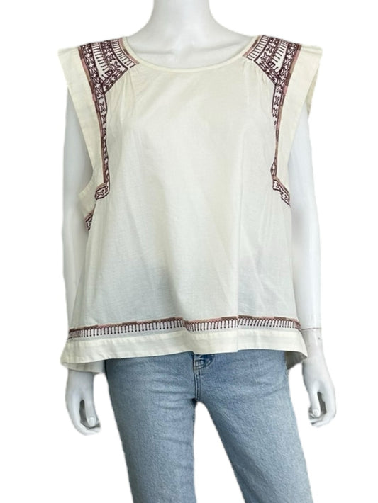 Lucky Brand NWT Cream Embroidered Blouse Size XL