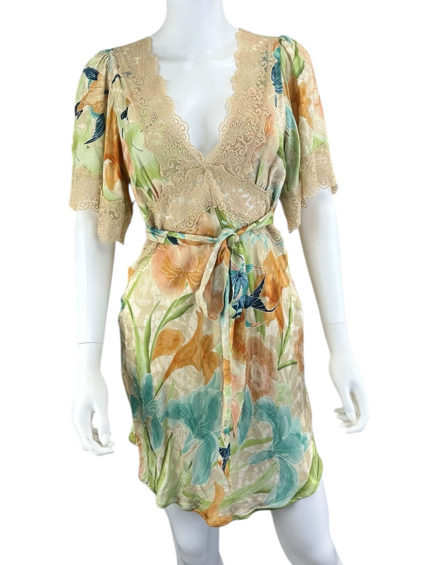 Spell & the Gypsy Cream Satin Mini Dress Size S