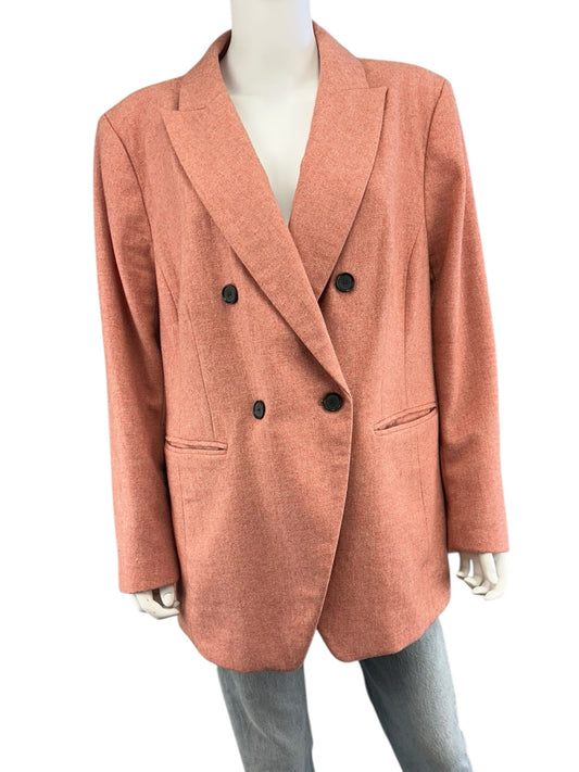 LOFT Peach Wool Blend Double Breasted Blazer Size 18
