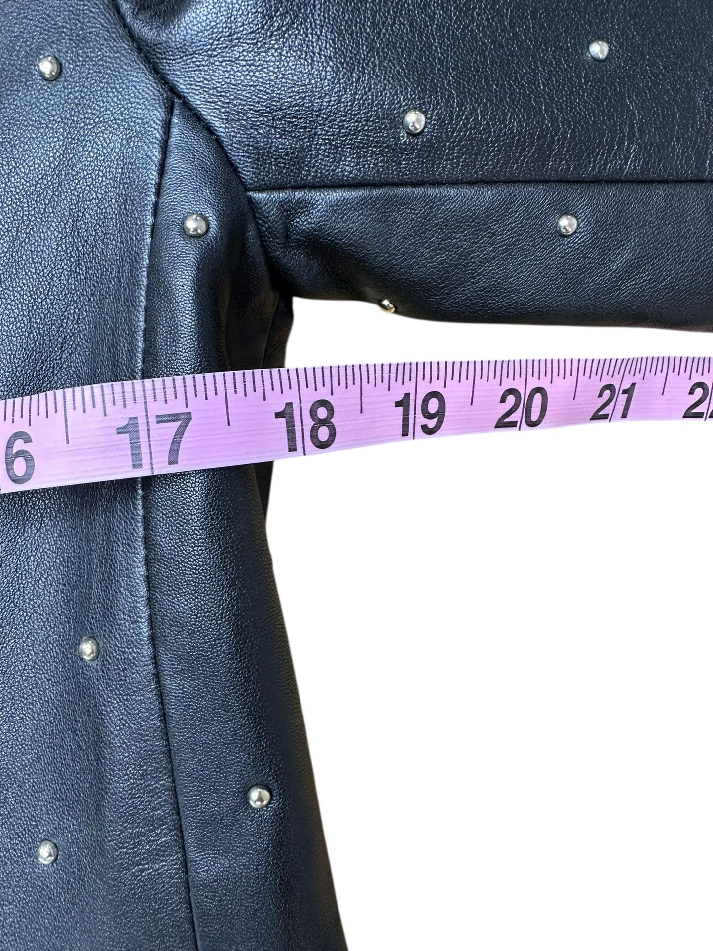 Fini Black Genuine Leather Studded Blazer Size XS