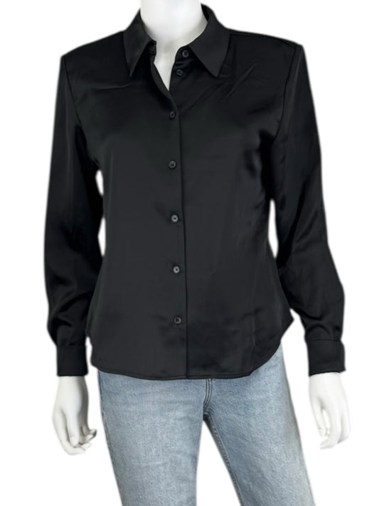 STEVE MADDEN NWT Black Satin ASA Button-down Size S