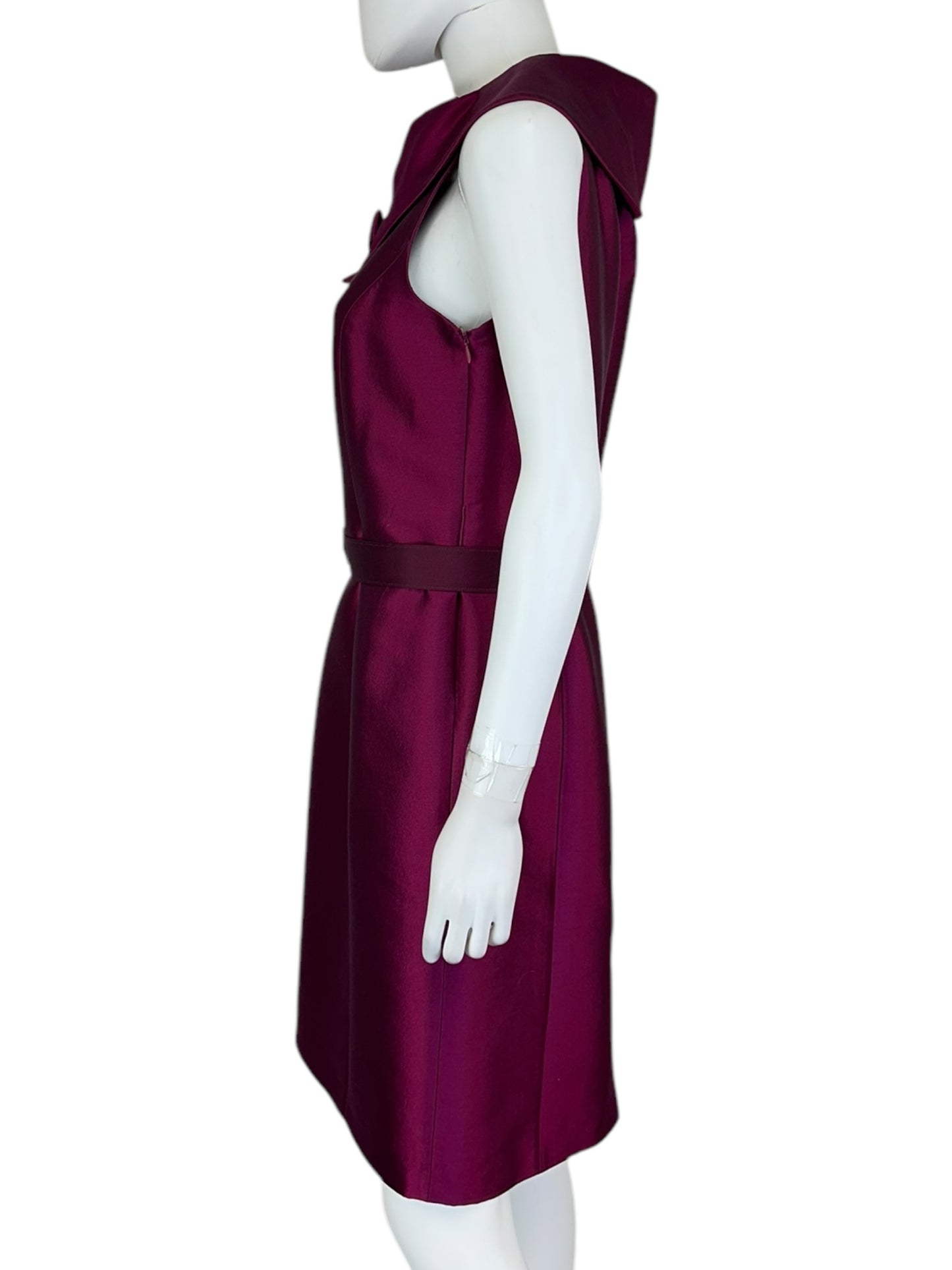 TAHARI Plum Midi Dress With Belt Size 8