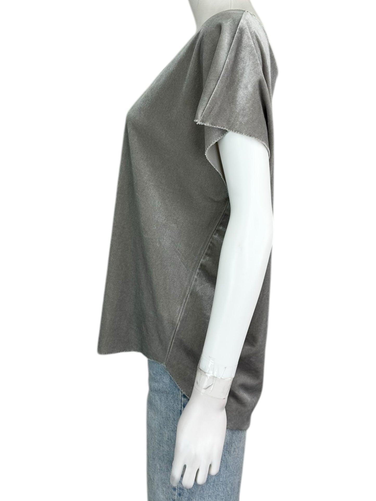 GF Collection Gray Velvet Blouse Size L
