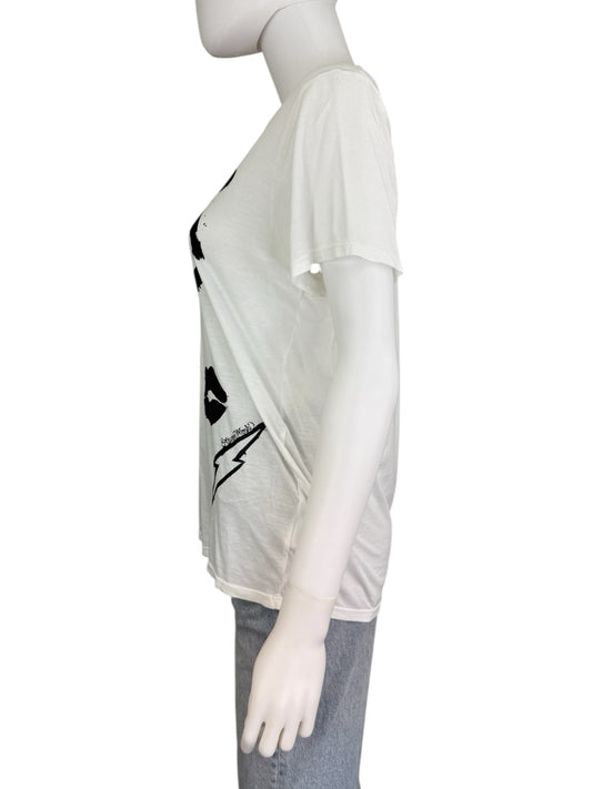 Lauren Moshi White Wolf Painted Evil Eye Boyfriend Tee Size XS