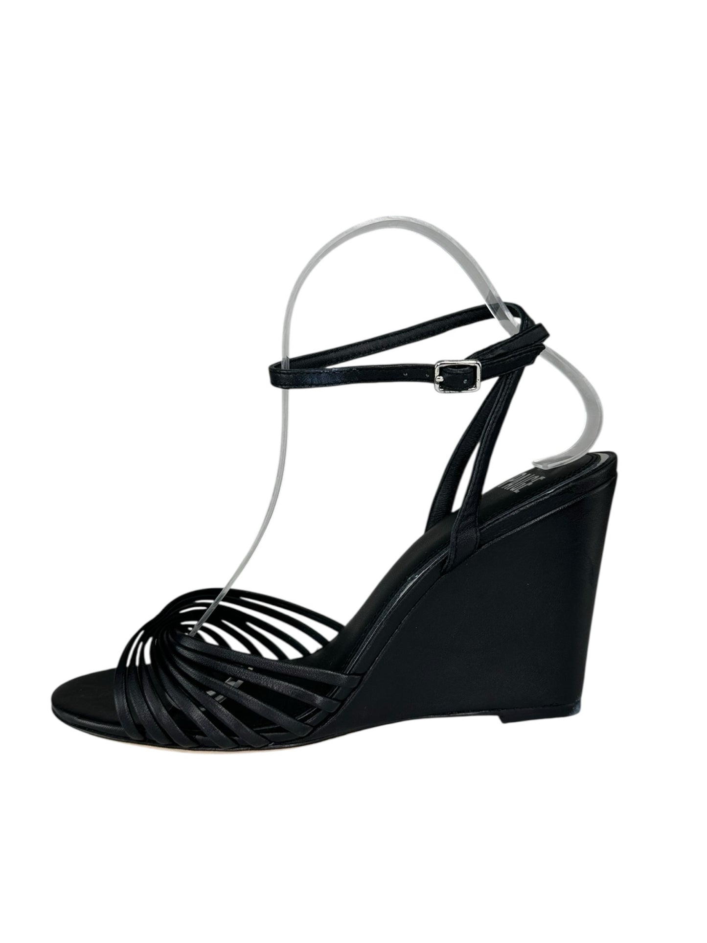 PAIGE Black Sami Ankle Strap Wedge Size 9.5