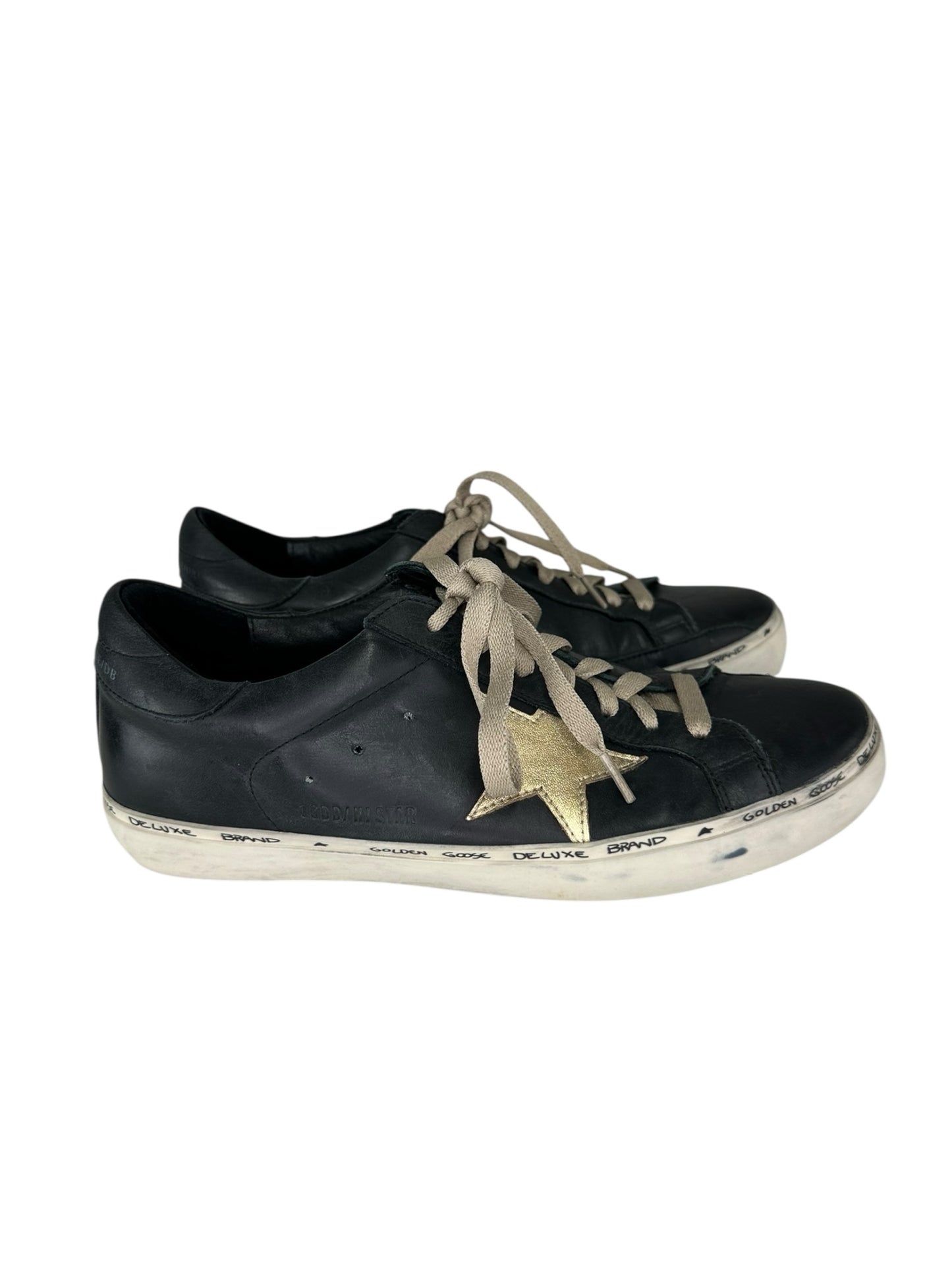 GOLDENGOOSE Black Super-Star Leather Sneakers Size 42