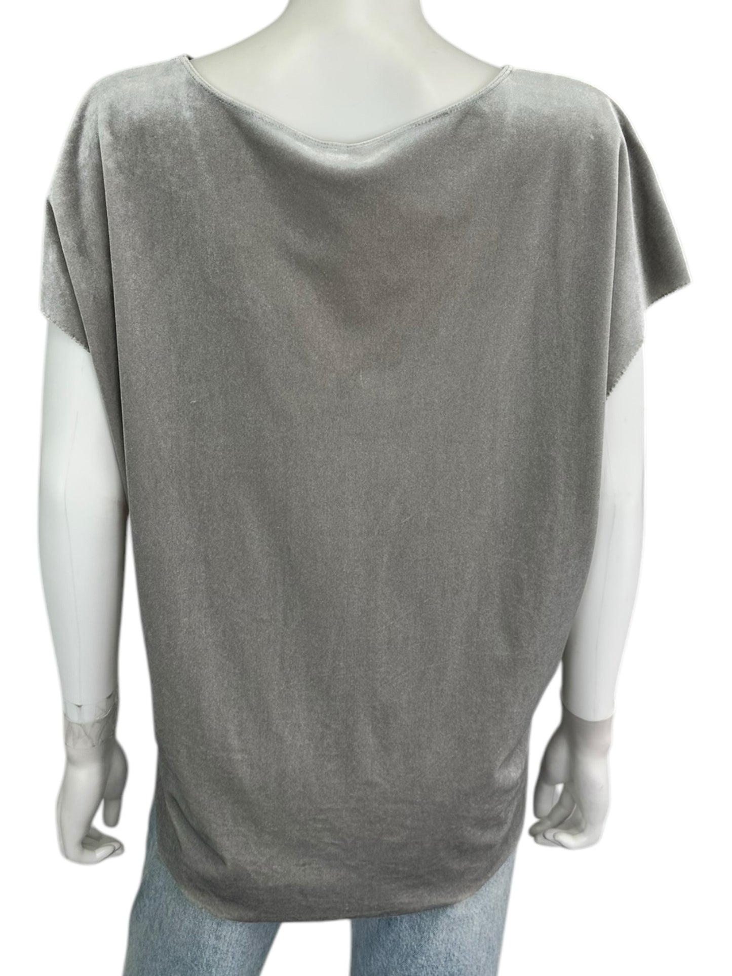 GF Collection Gray Velvet Blouse Size L