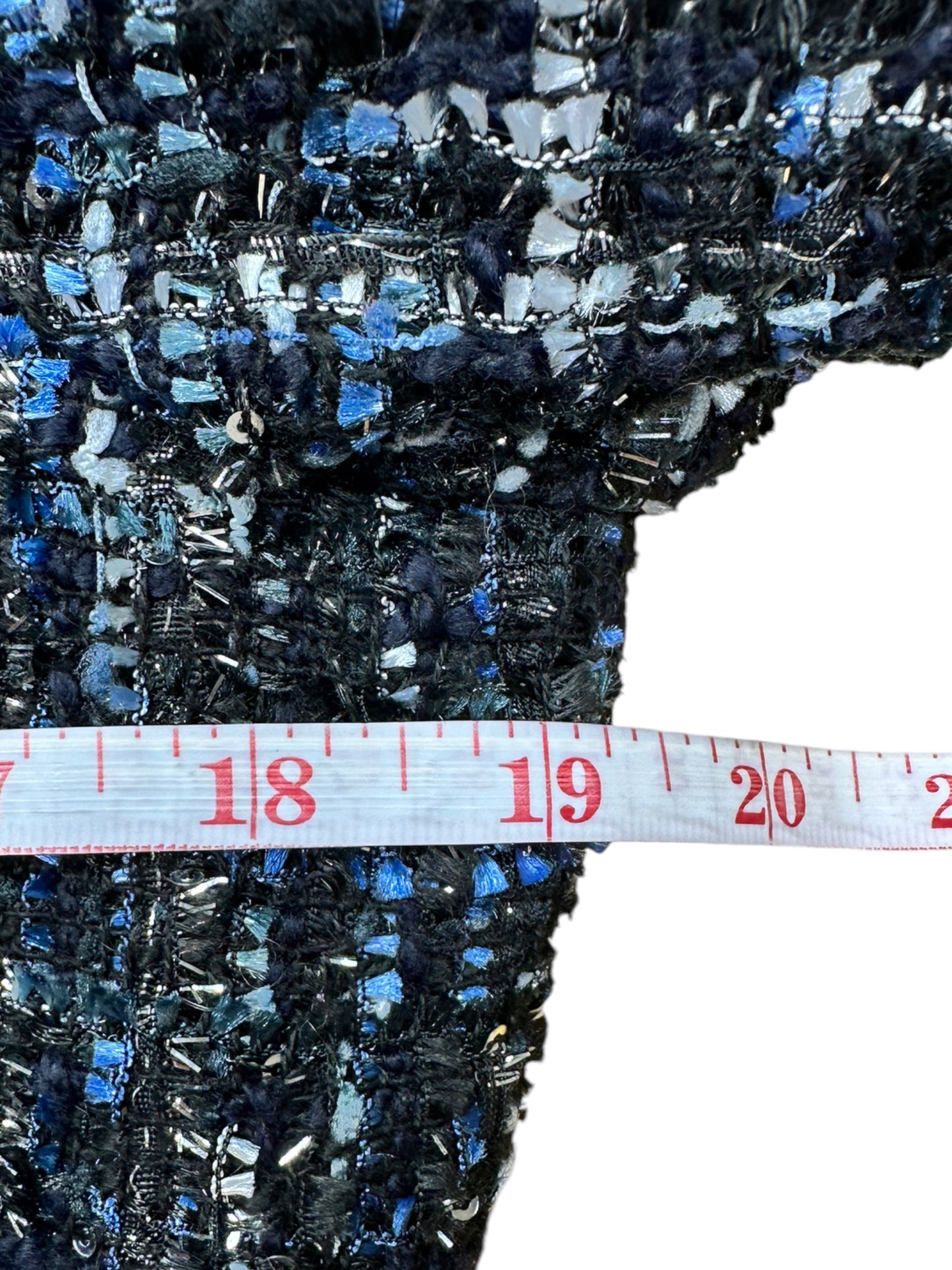 Gracia 100% Polyester Blue Cropped Tweed Sparkle Button Up Jacket Size M