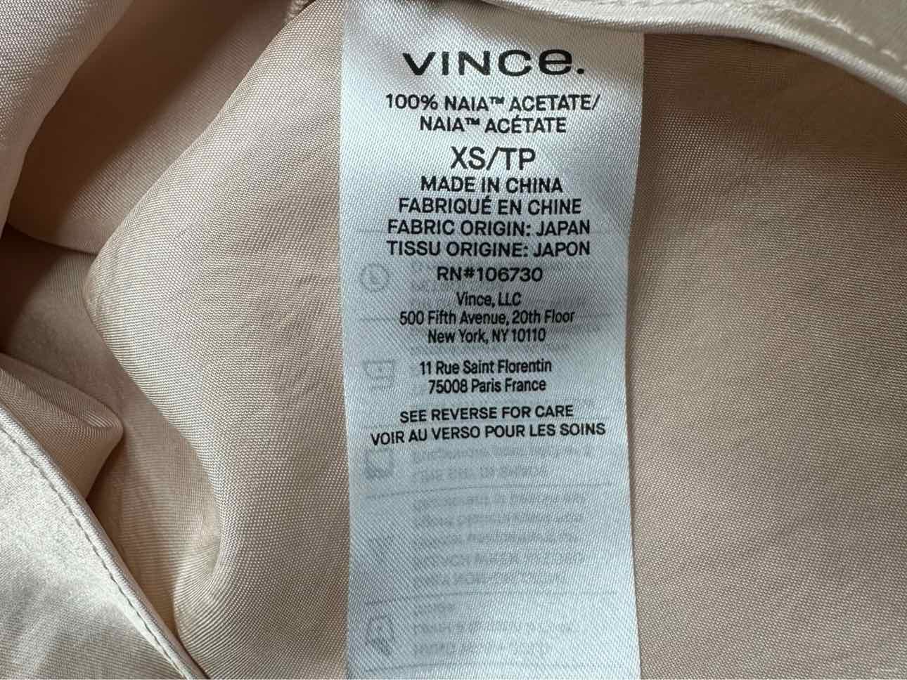 Vince. Blush Draped Sleeve Slip Size XS