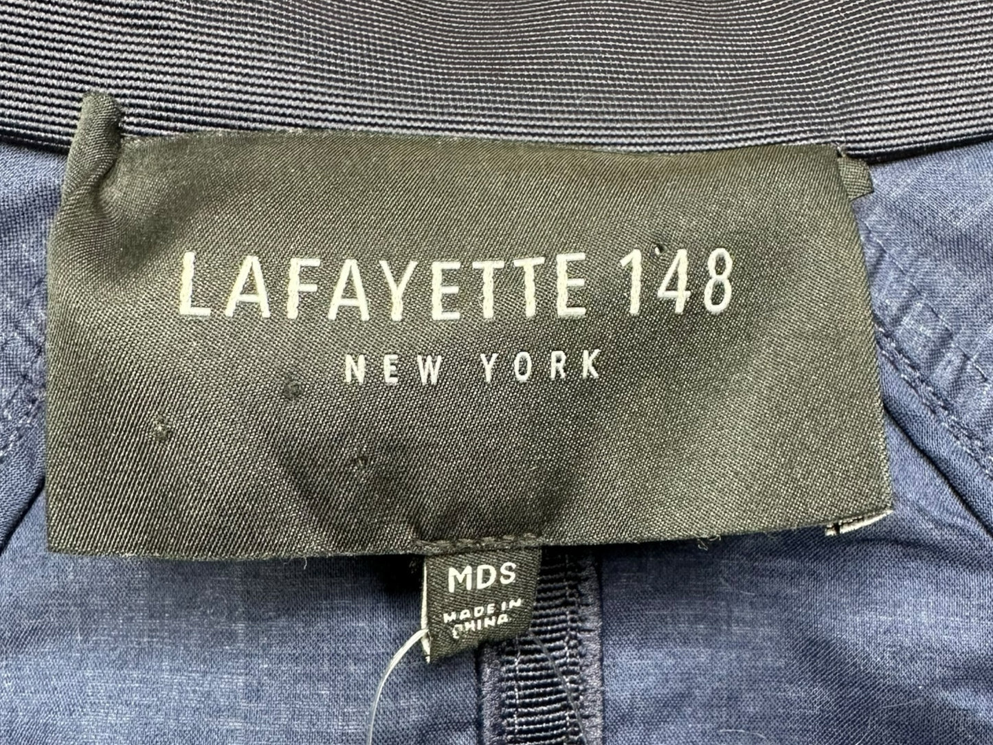 LAFAYETTE 148 NEW YORK Blue Denim Floral Trench Coat Size M