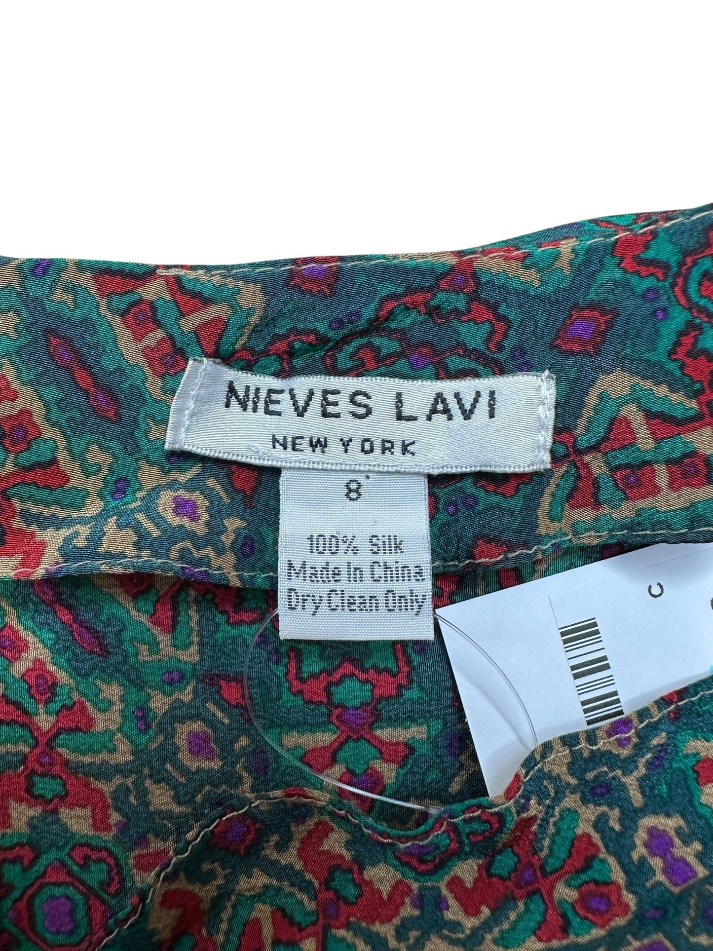 NIEVES LAVI Green 100% Silk Mini Dress Size 8
