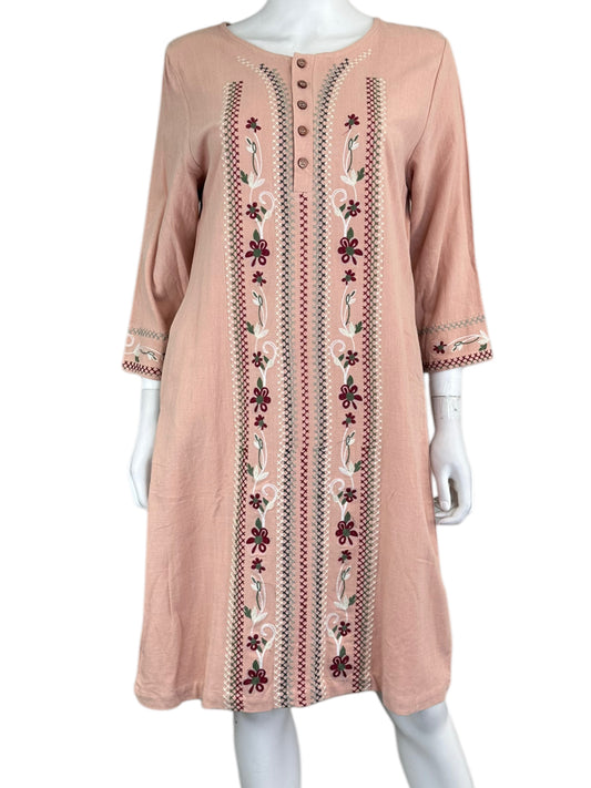 Hidden Alley NWT Blush Pink Embroidered Linen Dress Size L