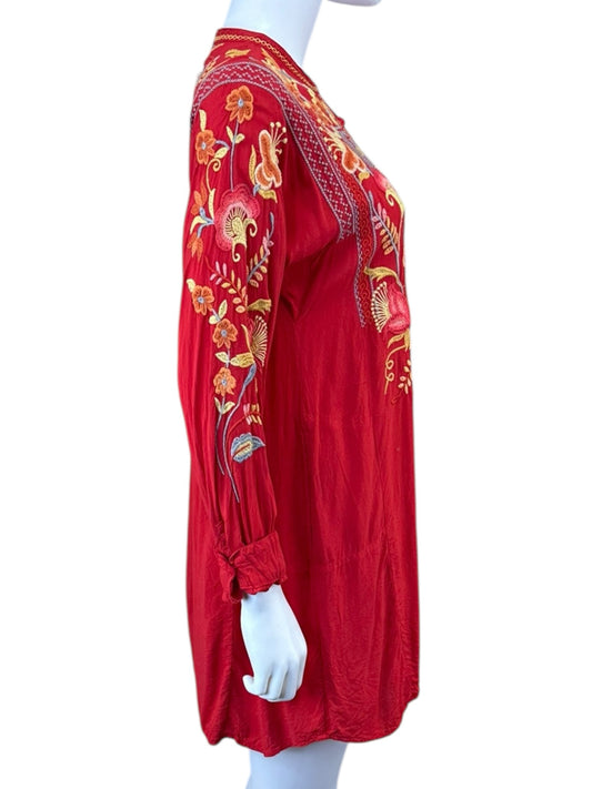 Johnny Was BIYA Red Embroidered Mini Dress Size XS